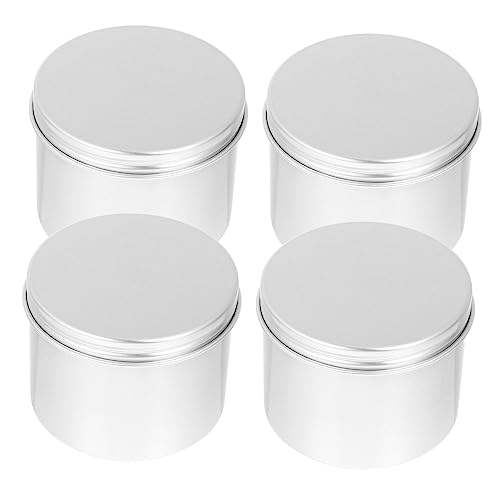 PRETYZOOM 4Pcs Round Refillable Aluminum Storage Jars DIY Candle Making Tea Container Lightweight Compact with Screw Top Lid for Protection and Easy Use