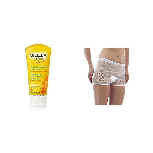 Champú para cabello y cuerpo Weleda Calendula Baby, 200 ml (el envase puede variar) & Jané 5 Culottes Lavables, Calzoncillos de corte alto, Talla Única, Tejido Elástico