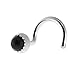 Fashion Art Jewelry Sterling Silver Nose Screw Studs Shaped Nose Rings, 18-20 GA Nostril Corkscrew Piercing for Women Men (18 GA | Left Side | Screw, Black Onyx 3mm)