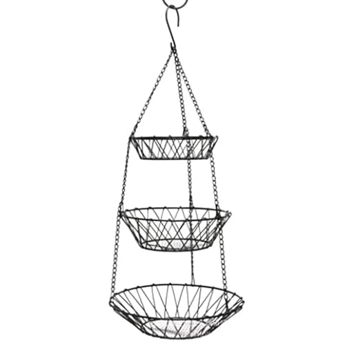 Frutero Colgante de 3 Niveles, Cesta para Verduras, Ahorra Espacio, rústico, Organizador de Alambre para Cocina y baño.