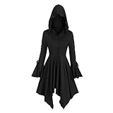 Ghostface Robe For Women Halloween Costumes With Hood Witch Cape Prom Performances Cosplay Costumes(B) (Size-L,black)