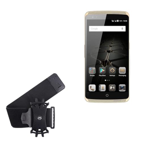 BoxWave Holster Compatible with ZTE Prelude 2 - ActiveStretch Sport Armband, Adjustable Armband for Workout and Running - Jet Black