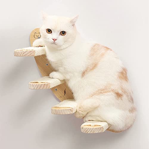 Katzen Kletterwand Aus Eichenholz - Wandtreppe Für Katzen Bis 15kg