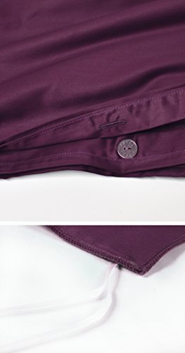 Solid Color Egyptian Cotton Duvet Cover Luxury Bedding Set High Thread Count Long Staple Sateen Weave Silky Soft Breathable Pima Quality Bed Linen (Queen, Deep Plum) #TOP2