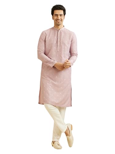 Image of Manyavar Men's Art Silk Embellished Kurta Pyjama Set (2pcs)