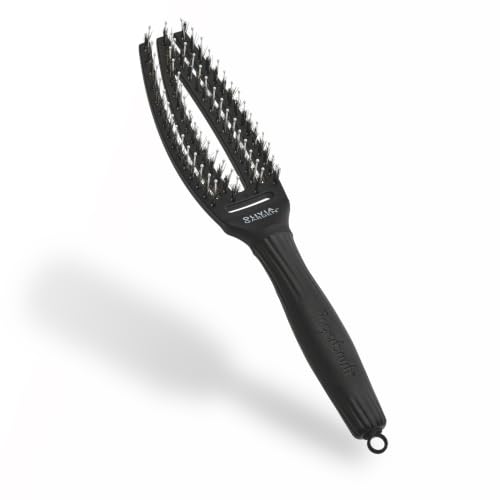 Olivia Garden Fingerbrush Boar & Nylon Detangling Hair Brush, Black, Small