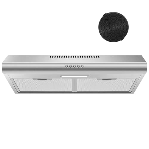 Zomagas 24 inch Range Hood Under Cabinet, Stainless Steel Range Hood 280CFM, Slim Kitchen Stove Hood w/Push Button, Ducted/Ductless Convertible, 3 Speeds Exhaust Fan, LED Light and Carbon Filter by Zomagas - Image 8