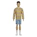 Barbie GRB91 - Ken Fashionistas Puppe (braunhaarig) mit Zubehör, im gestreiften Oversized-Shirt mit Schuhen, Spielzeug für Kinder von 3 bis 8 Jahren