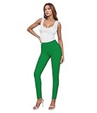 Hybrid & Company Women Stretch Skinny Dress Pants Pull On Office Leggings Trousers KP45002SK 1073T KellyGreen M