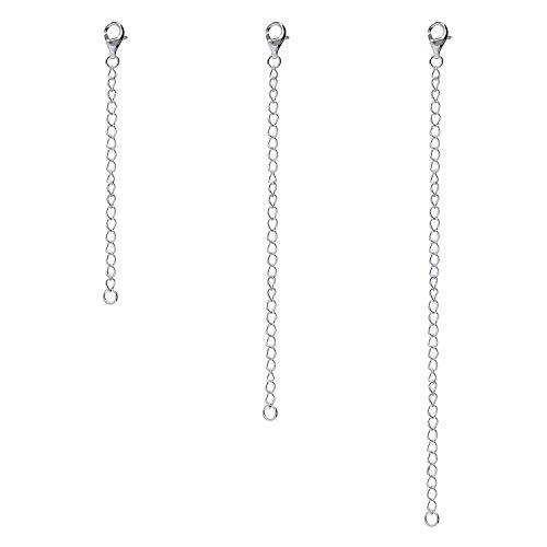 BERRICLE 3 Piece Rhodium Plated Sterling Silver Chain Extension