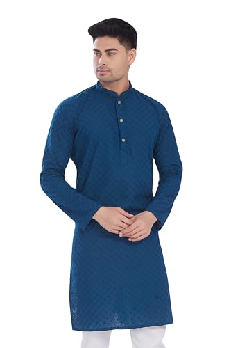 Image of DIVISIVE Men's Thread Embroidered Cotton Only Slim Fit Kurta