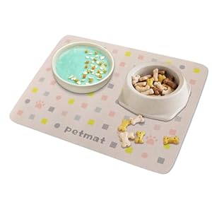Dimeho Pet Feeding Mat, Dog Food Mats for Floors Feeding Bowl Mat Absorbent Quick Dry Pet Cat Food Mat Non-Slip Dog Bowl Mats for Food and Water Pet Supplies (15.4 × 11.7 Inch