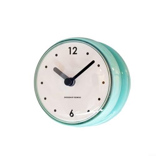 Horloge murale silencieuse étanche avec ventouse pour cuisine, salle de bain, affichage numérique de l'heure, 75 mm (vert)