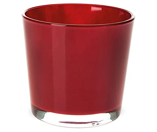 matches21 Glastopf Teelichtglas Topf rund Pflanzgefäß Übertopf Pflanztopf Blumentopf Glas rot 1 STK 11,5x11 cm