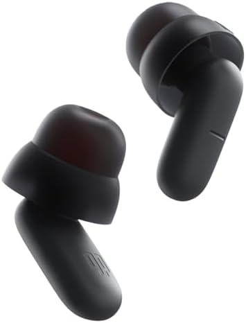 QubitPulse Mid Nosie Reduction Ear Plugs for Sleeping – 23dB Noise Reduction for Sleep & Focus Discreet Horizontal Fit Ultra-Soft Silicone 4 Sizes Case Included - Black