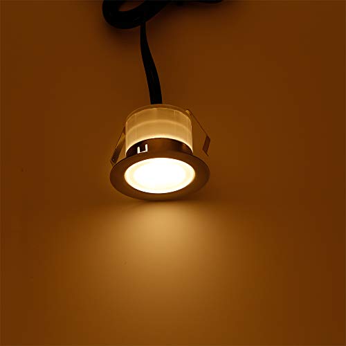 Image of FVTLED LED Deck Lighting Kit, 10pcs Φ1.77 Low Voltage Waterproof Recessed In-ground Lighting for Garden Yard Soffit Patio Stair Decor Lights, Warm White, Black