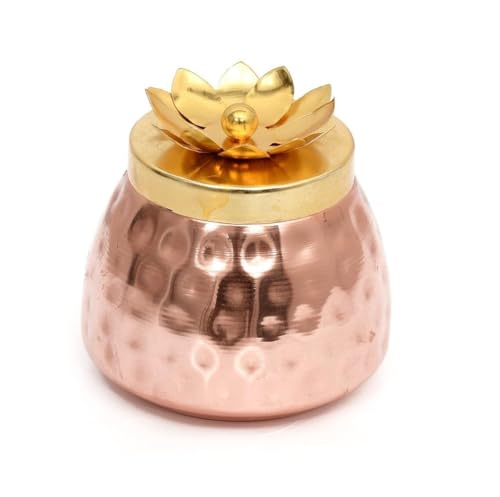 Image of SOLINO Hammered Copper Plated Dry Fruit Pot Shape Jars with Lid, Return Gifts for Baby Shower, Serving Bowls /Container for parties (1)