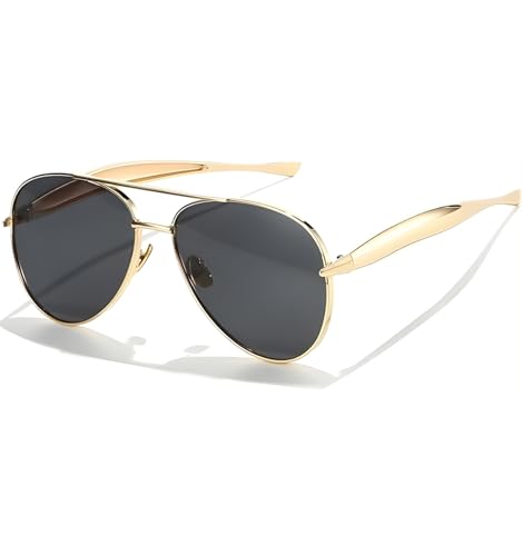 Image of Trending Aviator UV400 Unisex Sunglasses with Designer Metal Frame - Stylish Retro Sun Glasses for Man & Woman - Party Driving Fashion Branded Trendy UV Protected Classy Goggles