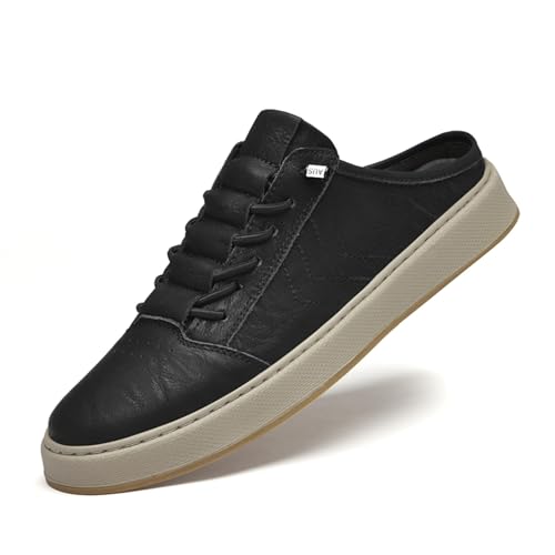 Men's Leather Sneaker Soft Breathable Casual Clog Shoes Outdoor Comfort Slip-on Walking Driving Loafers