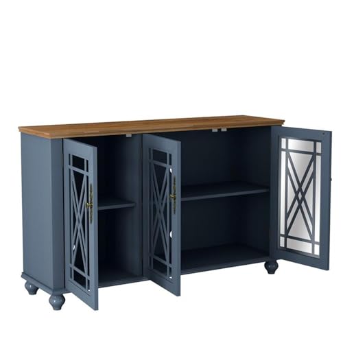 55-Vintage-Style-Wood-Kitchen-Accent-Buffet-Sideboard-Cabinet-Navy 55 Vintage Style Wood Kitchen Accent Buffet Sideboard Cabinet Navy