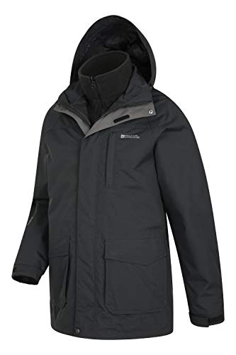 Mountain Warehouse Glacier Mens 3 in 1 Waterproof Rain Jacket Black Large
