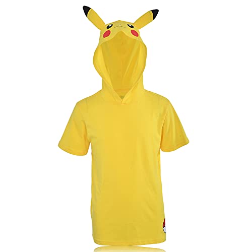 Pokemon Boys Pikachu Game Shirt - Gotta Catch Em All - Ash Pikachu Charizard Pokeball Cosplay Official T-Shirt (Yellow, X-Large)