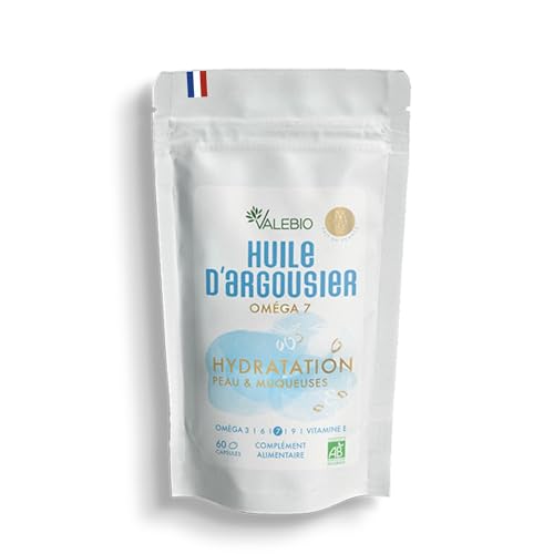 Huile d'Argousier Bio | Hydratation de la Peau et des Muqueuses I Riche en Oméga 3, 6, 7 & 9 | 60 Capsules I Fabriqué en France I Valebio