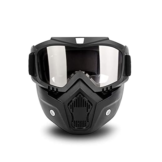 LanTins Mask Detachable, Motorcycle Goggles, Airsoft Safety Goggles Mask, Road Riding UV Motorbike Glasses with Dustproof Mask, Glasses Windproof (Black)