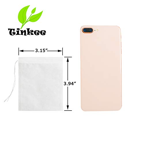 Tinkee Tea Filter Bags, Safe And Natural Material, Disposable Tea Infuser, Empty Tea Bag With Drawstring For Loose Leaf Tea, Set Of 100（3.15 X 3.94 Inch ） (White) #TOP1