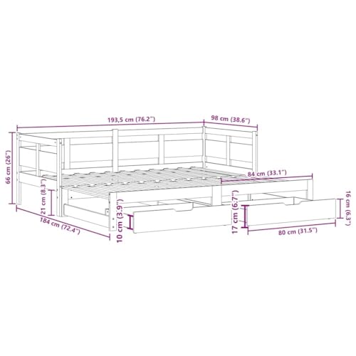 vidaXL Sofá Cama Nido con cajones sin colchón 90x190 cm - imagen 3