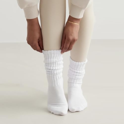 Scrunch Slouchy Crew Socks For Women Cotton Cushioned Athletic Mid Calf Rib Tube 80s Retro Socks Multipairs3