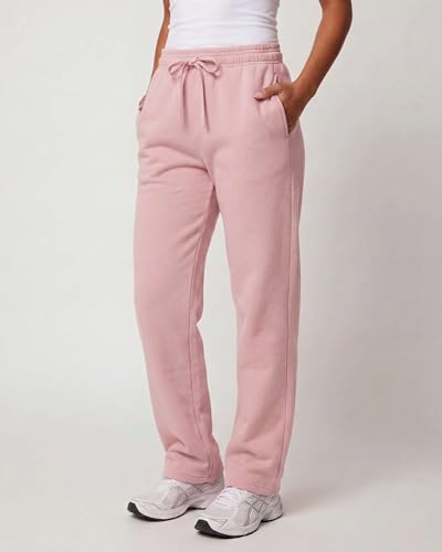 Image of Real Essentials 3 Pack: Women's Relaxed Fit Fleece Open Bottom Sweatpants - Casual Athleisure (Available in Plus)