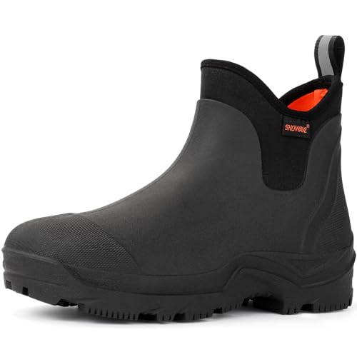 Showave Ankle Rain Boots Men Insulated Rubber Boots For Men Garden Waterproof Boot Mud Lightweight...