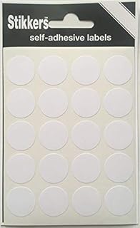 White 19mm Sticky Coloured Dots Easy Peel Self Adhesive Colour Coding Sticky Dots Round Labels Circle Stickers (140 Stickers)