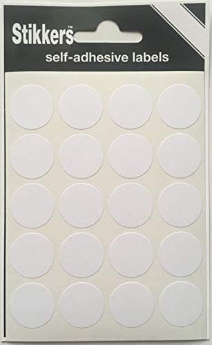 White 19mm Sticky Coloured Dots Easy Peel Self Adhesive Colour Coding Sticky Dots Round Labels Circle Stickers (140 Stickers)