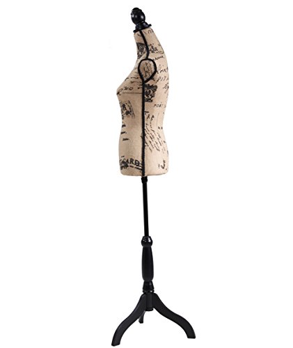 Female Mannequin Torso Dress Form Black Tripod Stand Monogram Style