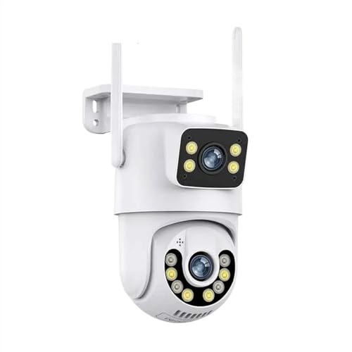 Videocamera Sorveglianza, Telecamera IP di sicurezza wireless esterna 4K 8MP HD Telecamera PTZ Wi-Fi esterna con doppio obiettivo Telecamera di sorveglianza stradale con tracciamento automatico(4MP NO