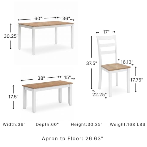 6-Piece Dining Table Set with Bench and Chairs