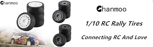Chanmoo 1/10 RC Rally Car Tires On Road Tyres 12mm Hex Plastic Wheels Rims Compatible with 1/10 Scale Racing Car Tamiya TT01 TT02 XV01 TA06 PTG2 HPI KYOSHO HSP RC On-Road Car 4PCS (White)