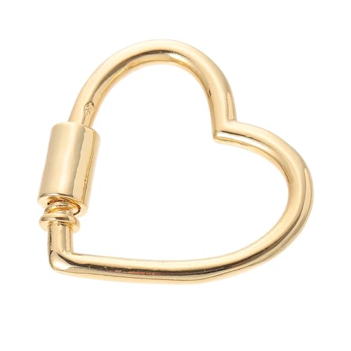 Healvian Mosquetón Cierre de Rosca Forma de Corazón 26 MM Conector para Collares y Colgantes de Joyería Accesorio DIY de Metal Dorado para Manualidades y Bisutería