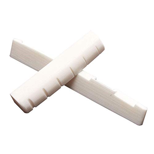 6 String Acoustic Folk Guitar Bone Bridge Saddle and Nut and 6pcs Pins Replacements Set Kit Varieties Optional (Bone Saddle & Bone Nut)