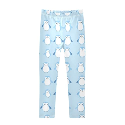 Lovely Penguin Cartoon Girls Casual Leggings for Kids Printed Long Pant Bottoms Stretch and Soft