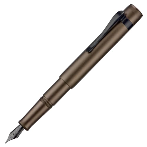 Image of Hongdian M2 Black Forest Mini Fountain Pen, Fine Soft Nib & Sleek Shape Aluminium Short Pocket Travel Pen (Caramel Brown)