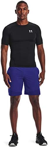 Under Armour mens Armour Heatgear Compression Short-sleeve T-shirt , Black (001)/White , Small - 2