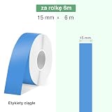 SUPVAN KATASYMBOL E10/E11/E16 Taśma do Etykiet Termiczne Wodoodporne, Samoprzylepne Etykiety Żaroodporne Do Domu, Biura, Szkoły, 15 mm X 6 m, 1 Rolki, Czarny Na Niebieski