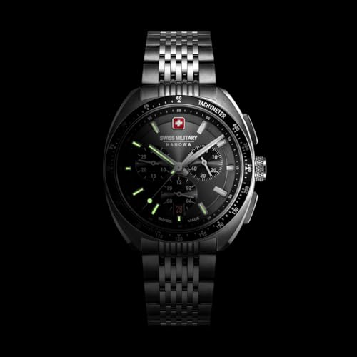 Image of Swiss Military Hanowa SMWGI0003302 Greyhound Chrono - Swiss Made Round Cool Grey Chronograph - Watch for Men