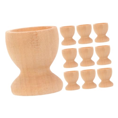 BRIGHTFUFU 10pcs Egg Tray Decor Cup Holder Egg Holder Children's Toys DIY Blank Egg Stand Eggs Holder Chic Eggs Stand Easter Egg Cup Adornment Graffiti Egg Holding Cup Wooden