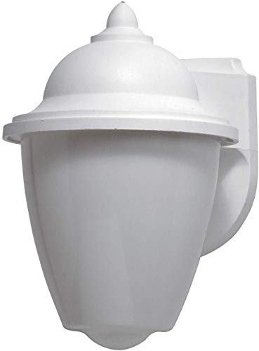 Solus Park Point 785 Outdoor Wall Light – Wall Mount Fixture with LED Bulb, 3000K or 4000K, Black or White Finish, Non-Corrosive, Opal White Shade, UL Listed, Made in USA, (White, Warm White (3000K))