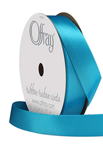 Image of Berwick Offray 262979 5 /8 inch Wide Single Face Satin Ribbon, Island Blue, 6 Yds