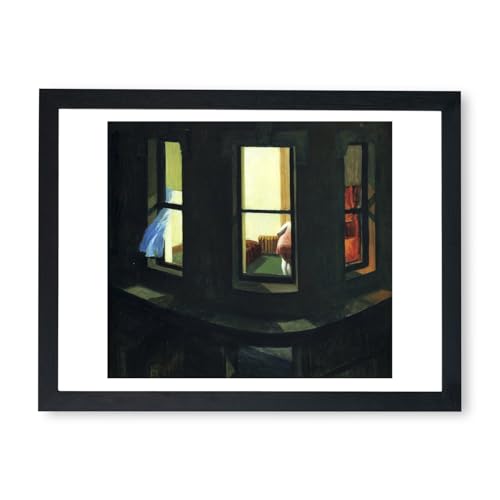 Affiche encadrée Edward Hopper décoration murale salon motif fenêtre de nuit grand format